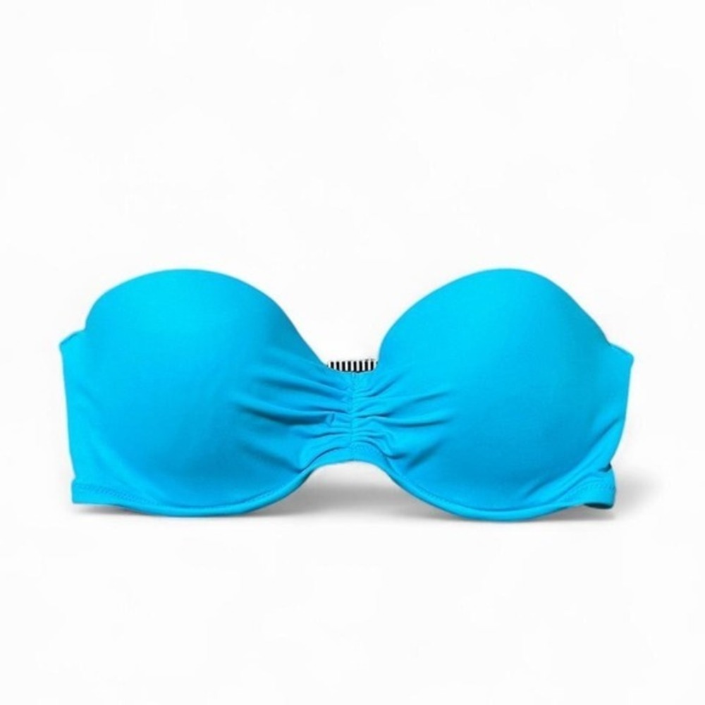 Victoria's Secret blue strapless bikini top 
tagged Size 32D